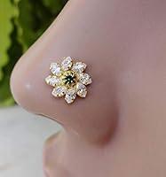 Algopix Similar Product 10 - Emerald Nose StudGold Nose RingIndian