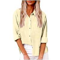 Algopix Similar Product 15 - Womens Cotton Linen Button Down Shirts