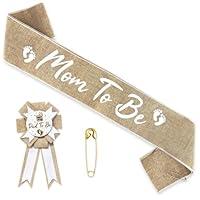 Algopix Similar Product 17 - Neutral Burlap Mom to Be Sash Dad to Be