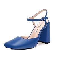 Algopix Similar Product 17 - WAYDERNS Royal Blue Slingback Heels for