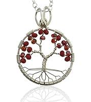 Algopix Similar Product 11 - Ruby Red Tree of Life Silver Pendant