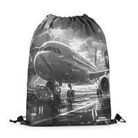 Algopix Similar Product 1 - Airplane Drawstring Backpack