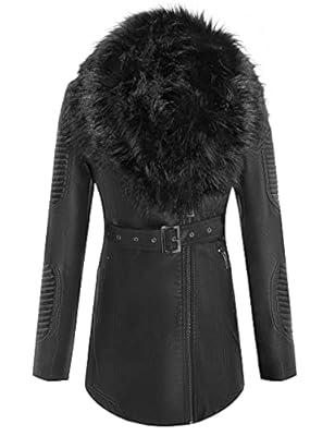 Bellivera Women Double Sided Faux Fur Jacket with Fur Collar, The