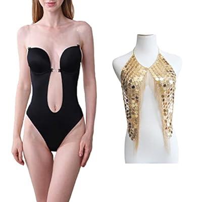 FeelinGirl Tummy Control Bodysuit for Women Backless Thong Shapewear  Slimming Body Shaper with Bra at  Women's Clothing store