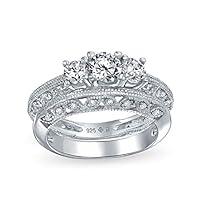 Algopix Similar Product 13 - Bling Jewelry Vintage Style 3 Stone