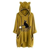 Algopix Similar Product 13 - Womens Casual Print Cat Ear Hooded