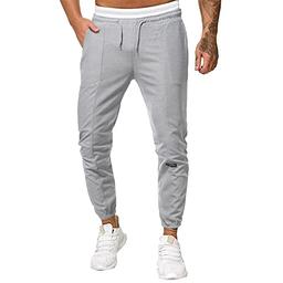 Mens Casual Cinch Bottom Sweatpants Fitted Drawstring Plain Waffle
