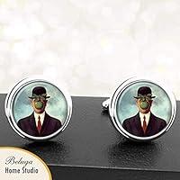 Algopix Similar Product 17 - Cufflinks Son of Man Rene MagritteCuff