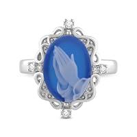 Algopix Similar Product 11 - Jewelili Blue Agate Praying Hands Cameo