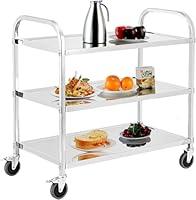 Algopix Similar Product 11 - 3 Layer Stainless Steel Cart 265 LBS