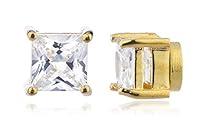 Algopix Similar Product 7 - Goldtone with Clear Cz Square Magnetic