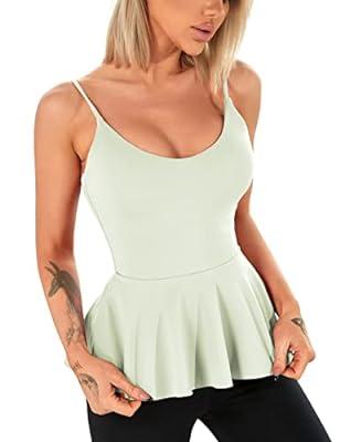 Women Short CAMI Camisole with Adjustable Spaghetti Strap Layer Tank Top  Casual