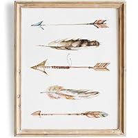 Algopix Similar Product 2 - Watercolor Arrows and Feathers Art