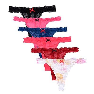 Best Deal for UWOCEKA 6 Pack Sexy Women's Thongs Ruffle Frilly Mesh