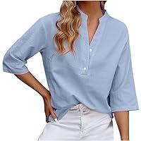 Algopix Similar Product 1 - Womens Casual V Neck Shirt Elbow Sleeve