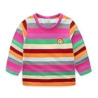 Algopix Similar Product 2 - Girls Rainbow Striped Shirt Cotton Long