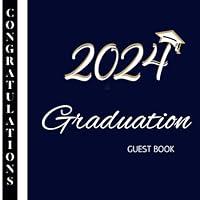 Algopix Similar Product 14 - Graduation Guest Book Navy and White
