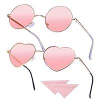 Algopix Similar Product 14 - Hifot 2 pack Hippie Glasses Retro Round
