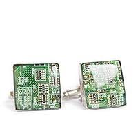 Algopix Similar Product 1 - Recycled circuit board cufflinks (green)