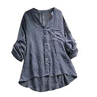 Algopix Similar Product 5 - Franterd Women Tops Cotton Linen Shirt
