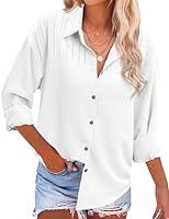 Algopix Similar Product 17 - HOTOUCH White Button Up Shirt Women