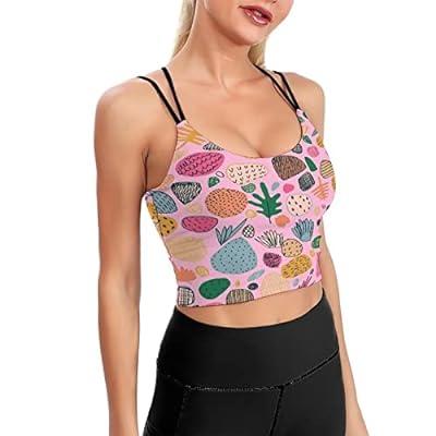 Best Deal for Cartoon Pattern Yoga Tank Tops for Women with Built in Bra