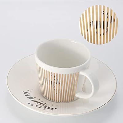 YHOSSEUN Espresso Cups with Saucers and Metal Stand Coffee Cup Set