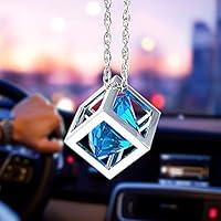 Algopix Similar Product 17 - Blue Diamond Cube Crystal Car Rear View