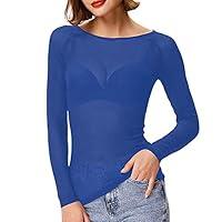 Algopix Similar Product 3 - Shakumy Women Long Sleeve Sheer Mesh
