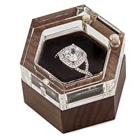 Algopix Similar Product 12 - MUUJEE Hexagon Wood Acrylic Ring Box 