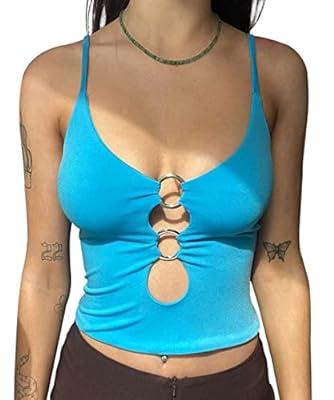 Y2k Sexy Camisoles Women Spaghetti Strap Backless Cami Crop Top