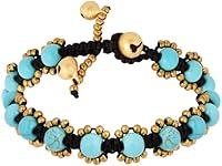 Algopix Similar Product 7 - MINACHI Turquoise Beaded Brass Bracelet