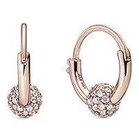 Algopix Similar Product 3 - Pandora Jewelry Pave Bead Hoop Cubic