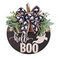 Algopix Similar Product 1 - Halloween Wooden Hello Boo Ghost Bow