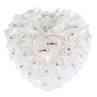 Algopix Similar Product 12 - Heart Shape Wedding Ring Pillow White
