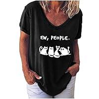 Algopix Similar Product 17 - Womens Cute Cat Graphic T Shirts Funny