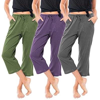 Sexy Basics Women's 3 Pack Soft Flex-Cotton Knit Pajama Pants/Lounge  Pants/Sleep Pants