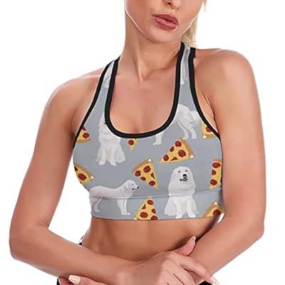Best Deal for Cozy Great Pyrenees Dog Pizza Art Yoga Bras for Women