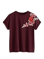 Algopix Similar Product 16 - Romwe Womens Floral Embroidery Cuffed
