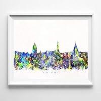 Algopix Similar Product 10 - La Paz Bolivia Watercolor Skyline