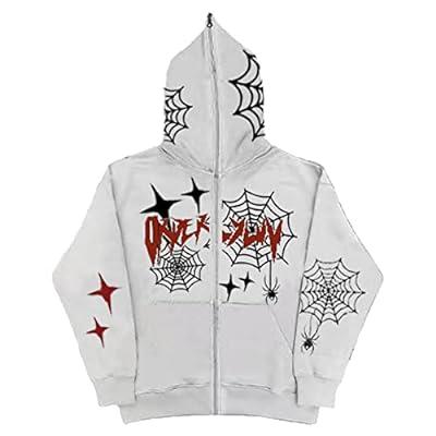 Best Deal for Amiblvowa Womens Men Rhinestone Spider Web Graphic Hoodies