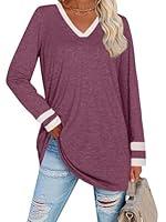 Algopix Similar Product 16 - Uhiger Colorblock Striped Tunic Top For