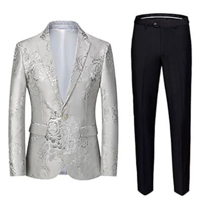 3 Piece Pretty Pant Suit (Color: Silver, Size: M)