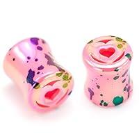 Algopix Similar Product 11 - Heart Paint Splatter Plugs Acrylic Ear