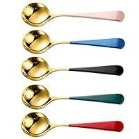 Algopix Similar Product 4 - FRCOLOR Round Teaspoons 5Pcs Stainless