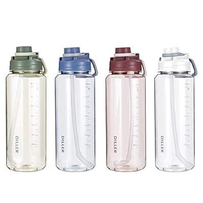 64 Oz / 2L Large Water Jug Motivational Water Bottle with Time Maker & Straw