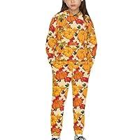 Algopix Similar Product 9 - Horeset Fall Pumpkin Hooded Tracksuit