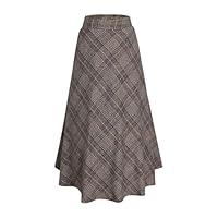 Algopix Similar Product 18 - Womens Winter Plaid Wool Long Skirt