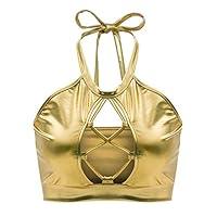 Algopix Similar Product 6 - Flyrose Womens Metallic Keyhole Cutout