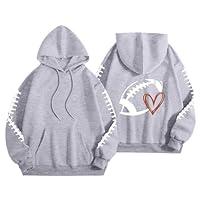 Algopix Similar Product 11 - Game Day Hooded Sweatshirt Women Heart